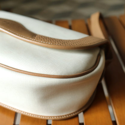 Christian Dior Vintage Ivory x Brown Leather CD Logo Monogram Flap Crossbody bag