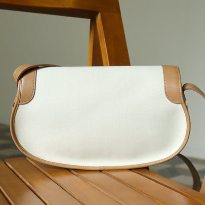 Christian Dior Vintage Ivory x Brown Leather CD Logo Monogram Flap Crossbody bag