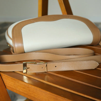 Christian Dior Vintage Ivory x Brown Leather CD Logo Monogram Flap Crossbody bag