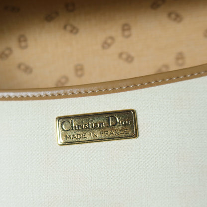 Christian Dior Vintage Ivory x Brown Leather CD Logo Monogram Flap Crossbody bag