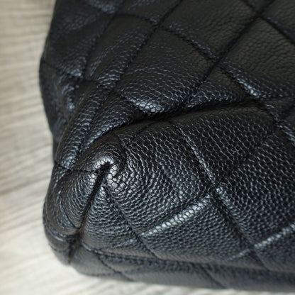 Chanel Vintage Black Caviar Diamond quilted CC mark Shoulder Tote Bag