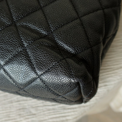 Chanel Vintage Black Caviar Diamond quilted CC mark Shoulder Tote Bag