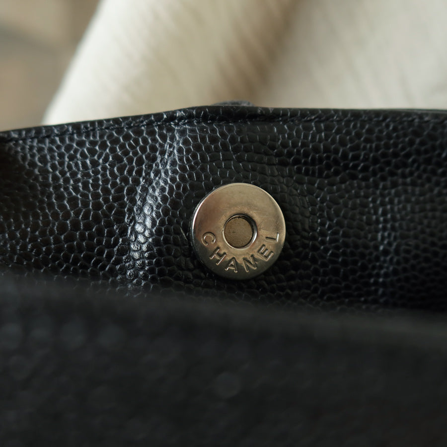 Chanel Vintage Black Caviar Diamond quilted CC mark Shoulder Tote Bag
