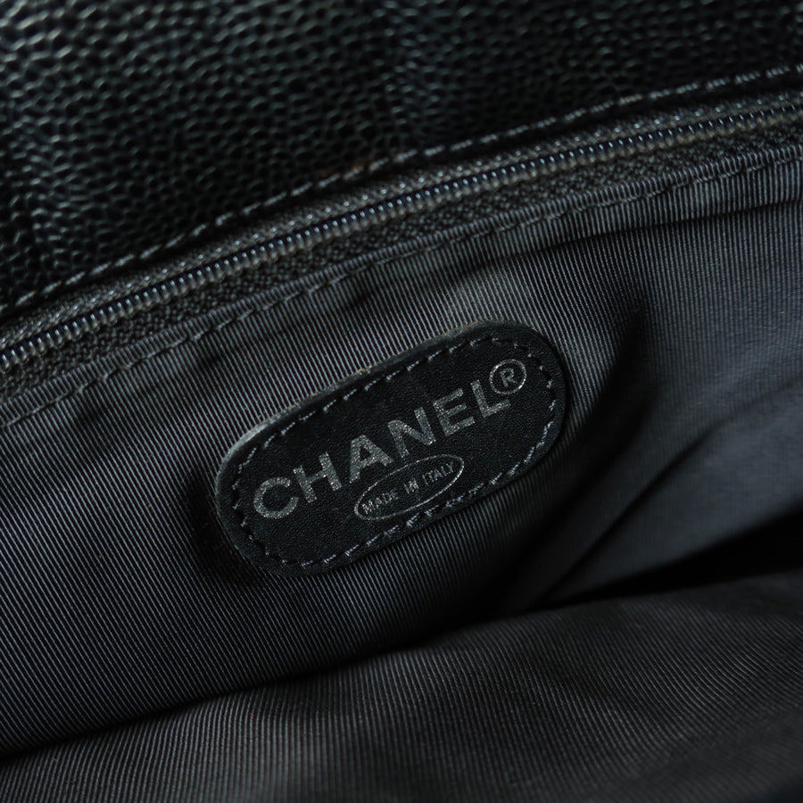 Chanel Vintage Black Caviar Diamond quilted CC mark Shoulder Tote Bag