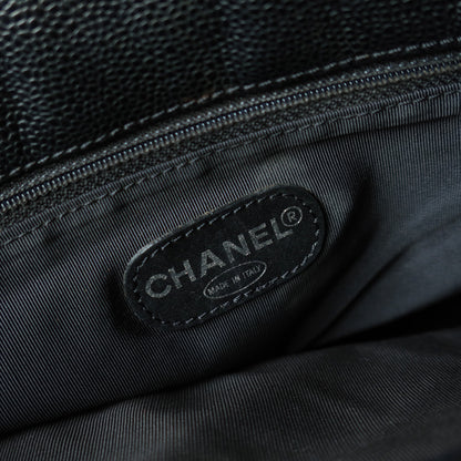 Chanel Vintage Black Caviar Diamond quilted CC mark Shoulder Tote Bag