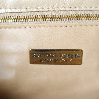 Bottega Veneta Vintage Shimmery Champagne Leather Intrecciato Turn Lock Braided Top Handle Bag