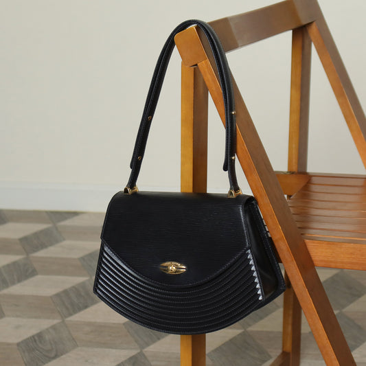 Louis Vuitton Vintage Black Epi Leather Tilsitt Gold turn lock 2way Shoulder Bag