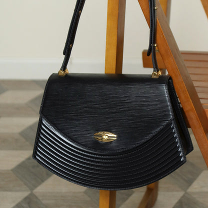 Louis Vuitton Vintage Black Epi Leather Tilsitt Gold turn lock 2way Shoulder Bag