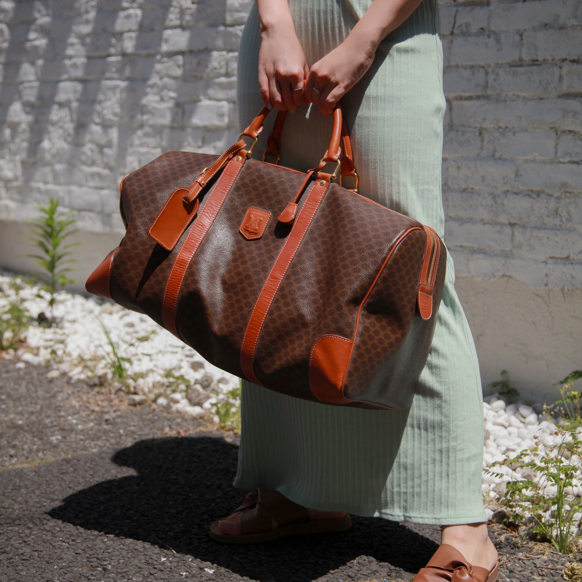 Celine Vintage Macadam Travel Boston Bag