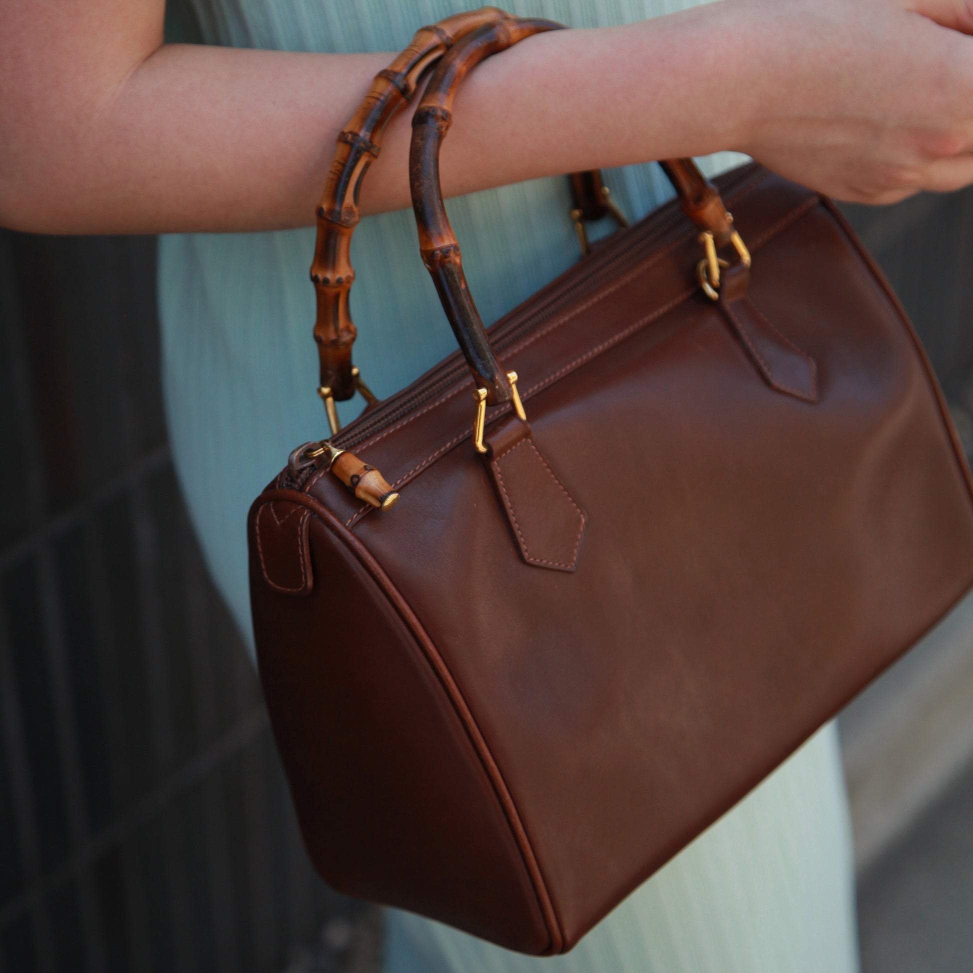 Gucci Vintage Brown Boston Bag with Bamboo Handles - The Tanpopo Room