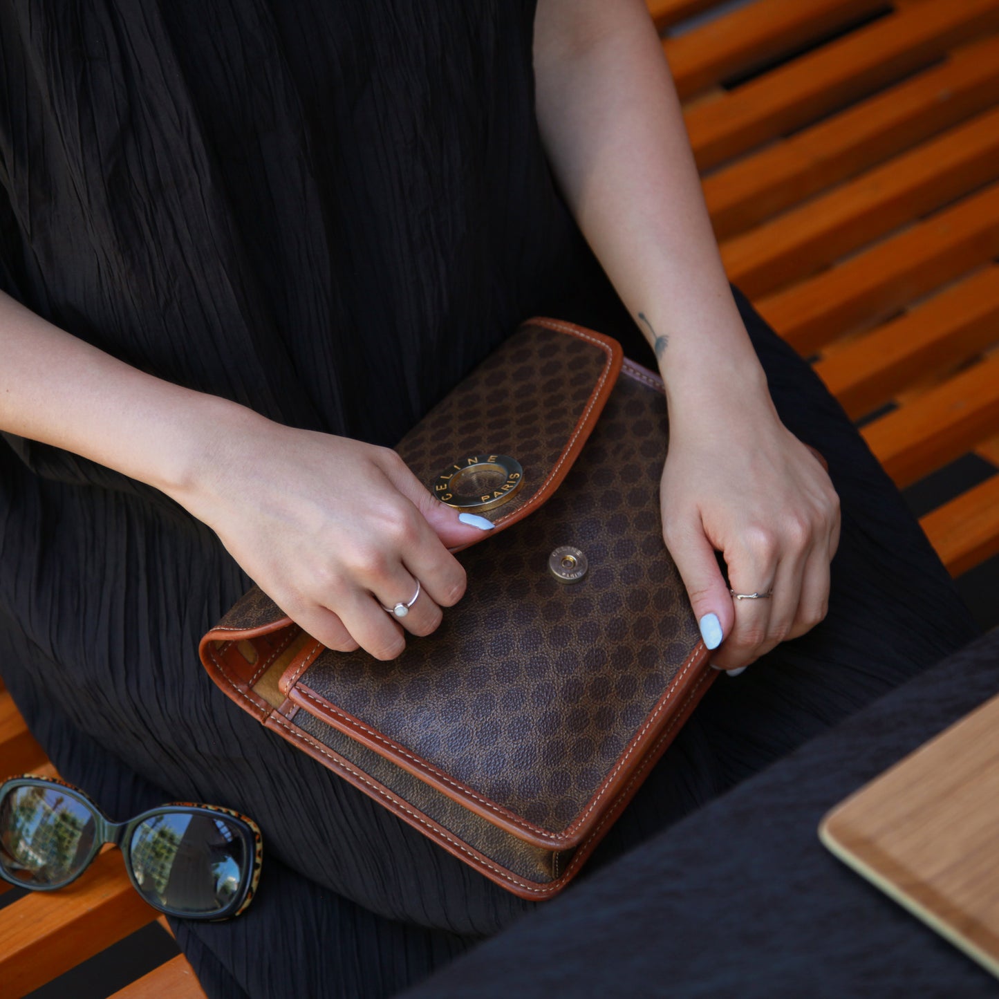 Celine Vintage Macadam 2-way Envelope Clutch Bag - The Tanpopo Room